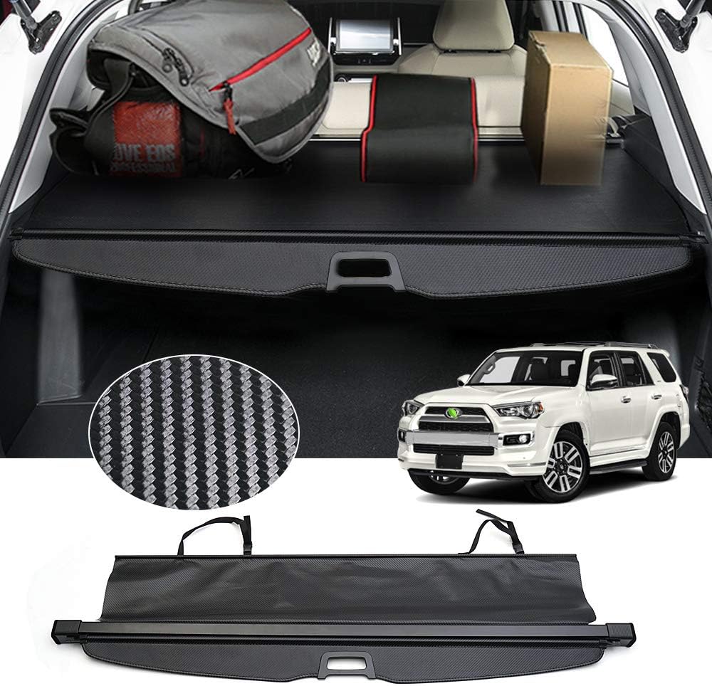 Retractable Rear Trunk Security Cover Black Carbon Fiber Texture L963