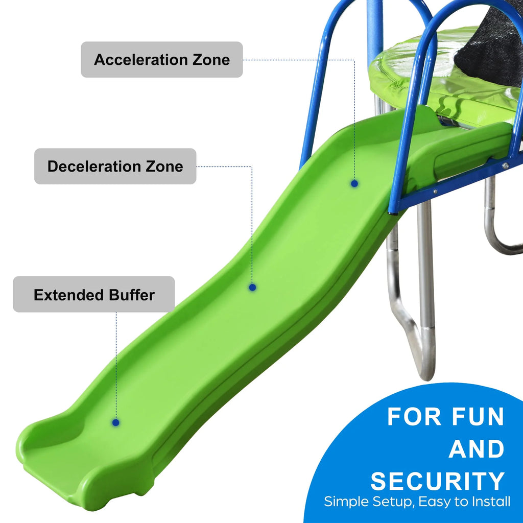 14FT Trampoline with Swing and Slide, 1200LBS Capacity, Outdoor Recreational Trampoline with Basketball Hoop Z9655