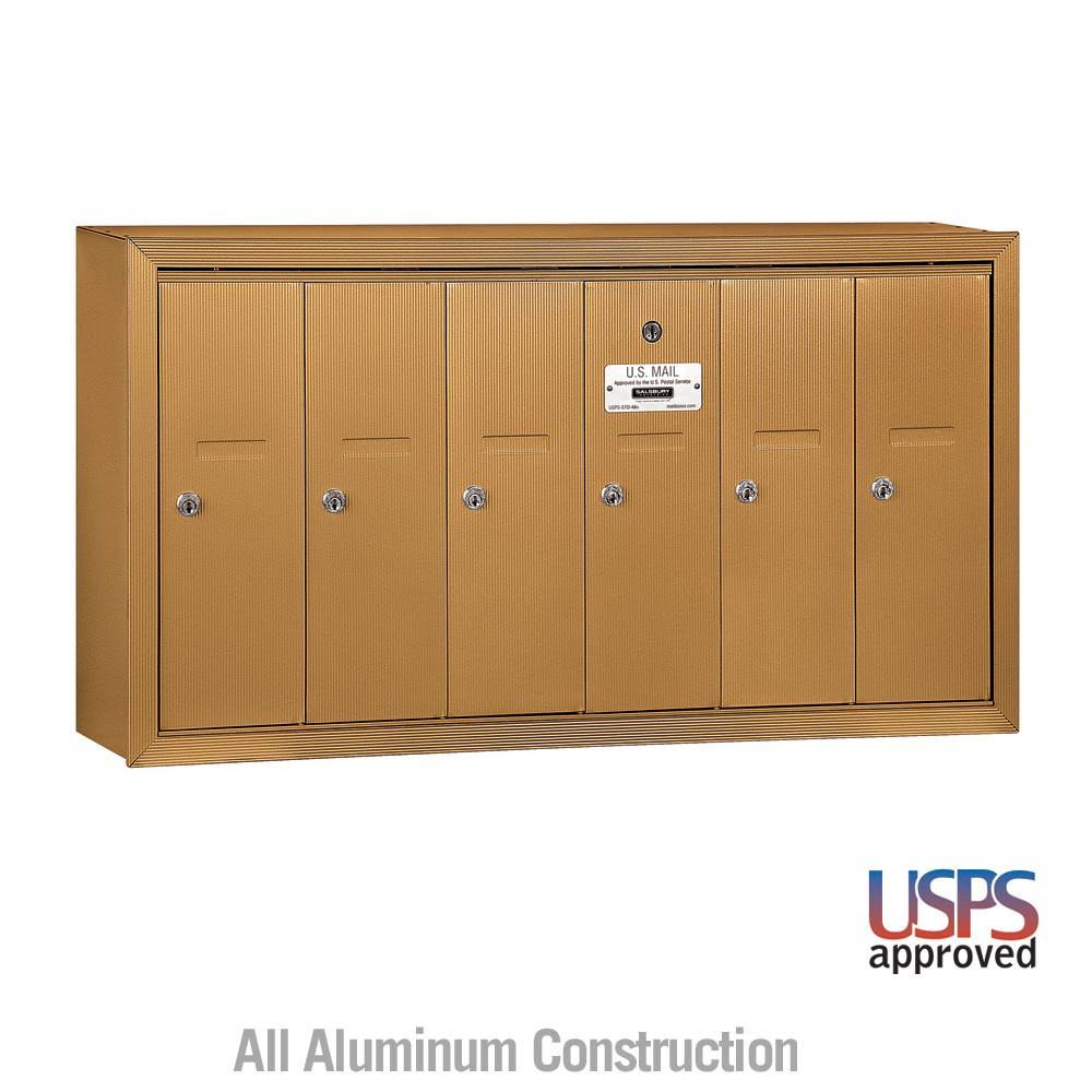 Brass Vertical Mailbox, 6 Doors A869