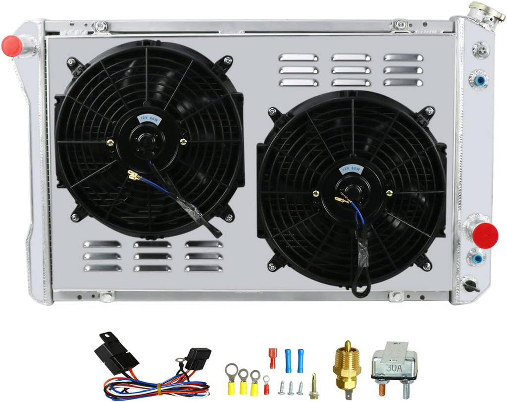 All Aluminum 3 Core Radiator with Shroud Fan Relay G89452