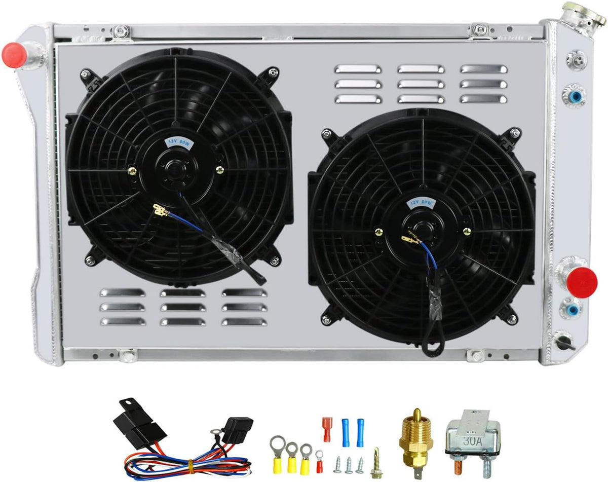 All Aluminum 3 Core Radiator with Shroud Fan Relay G89452