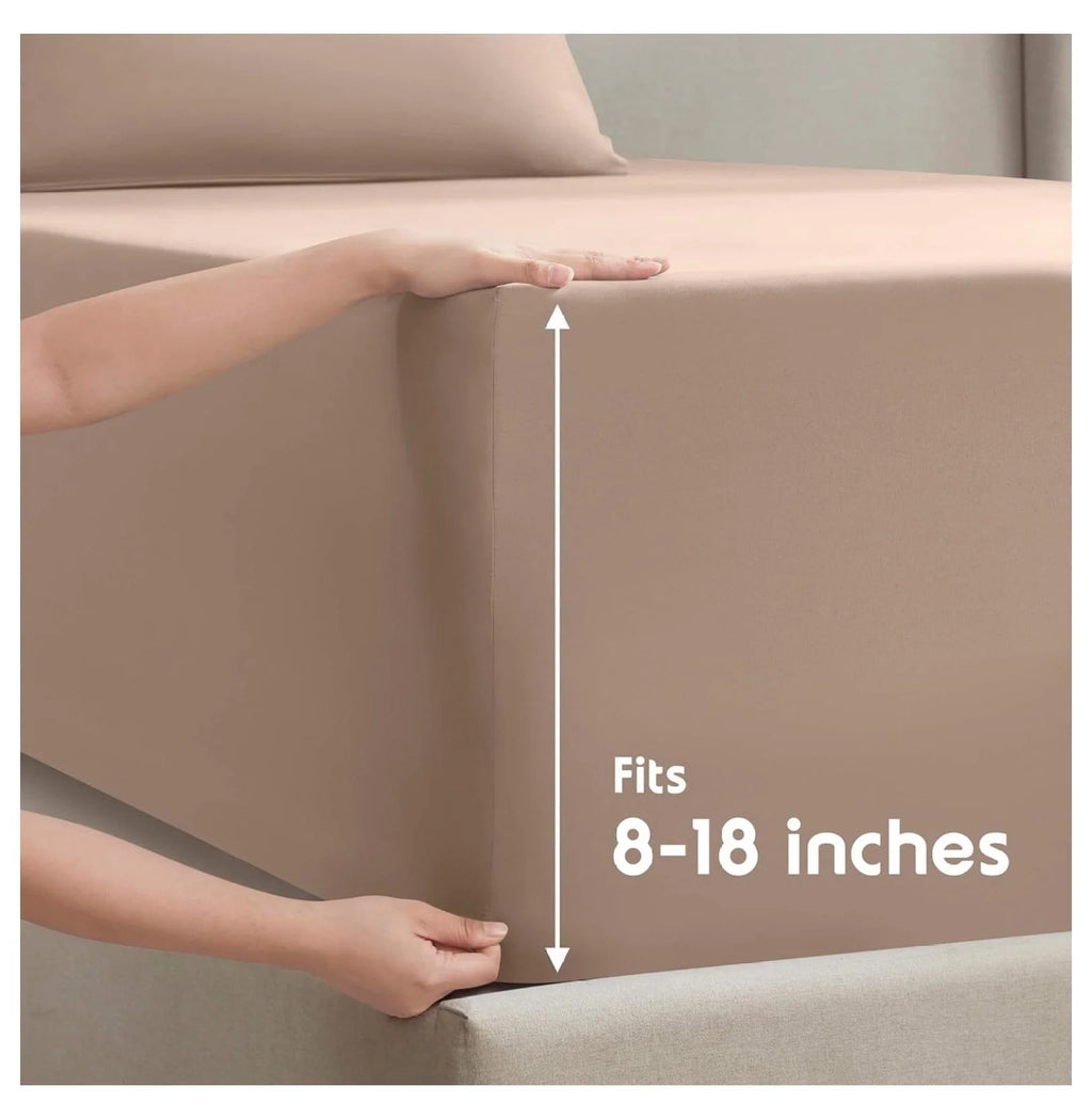 Twin 3 Piece Deep Pocket Bed Sheets Set with Fitted Sheet, Flat Sheet, Pillow Case S872