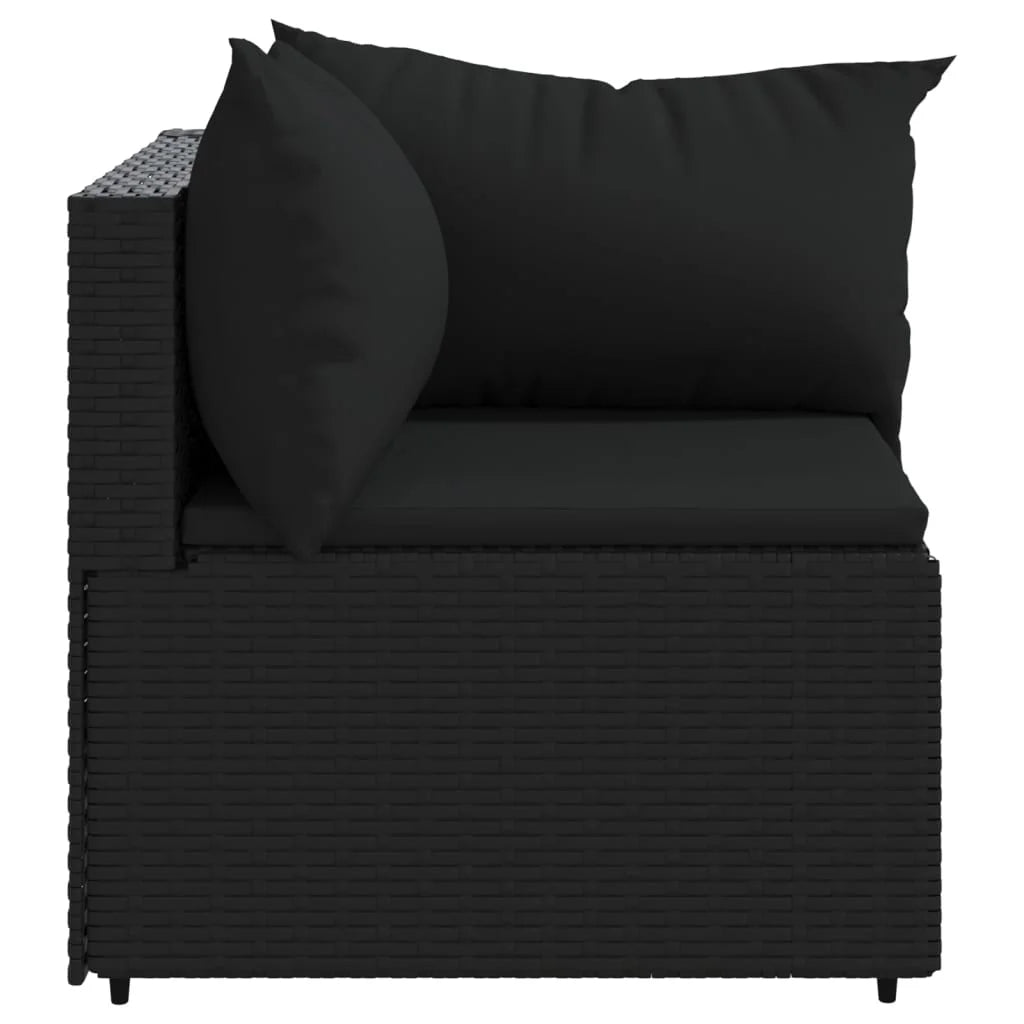 Black Poly Rattan Patio Corner Sofa with Cushions V667