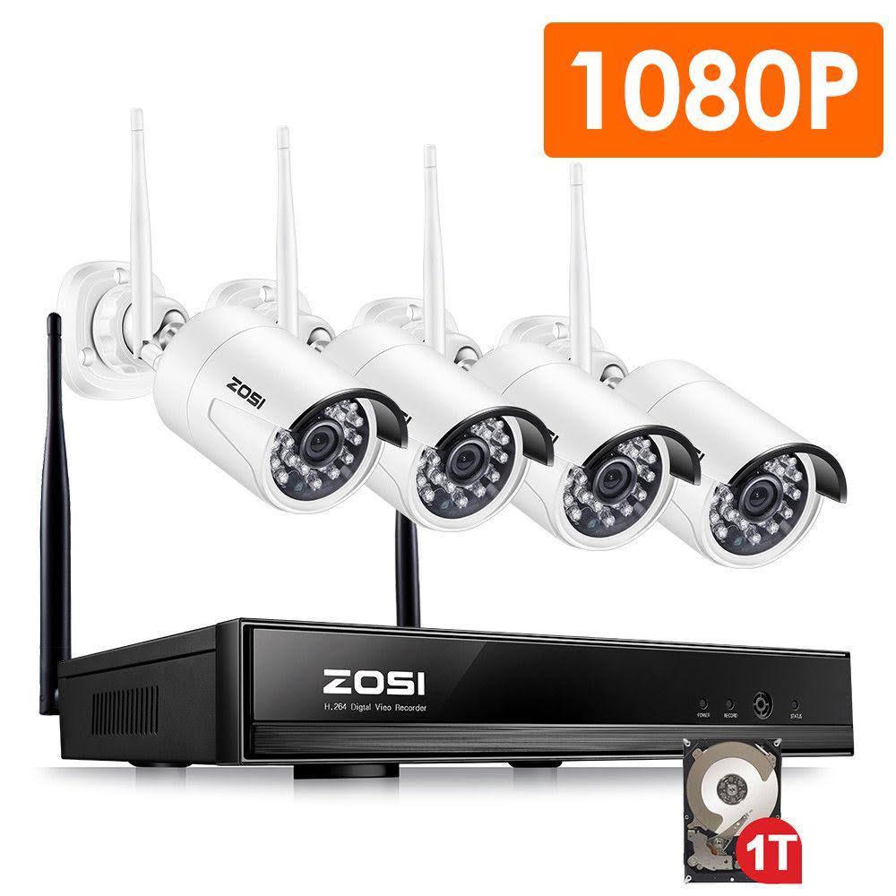 White 8-Channel NVR Security Camera System with 4 Wireless Bullet Cameras B253