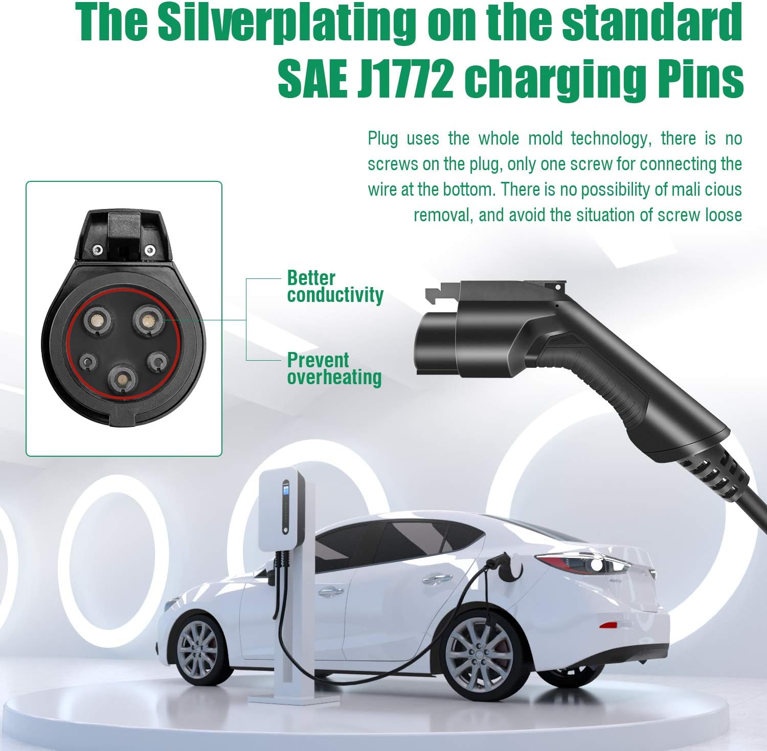 32A Level 2 EV Charger Station with 20ft Cable B65371