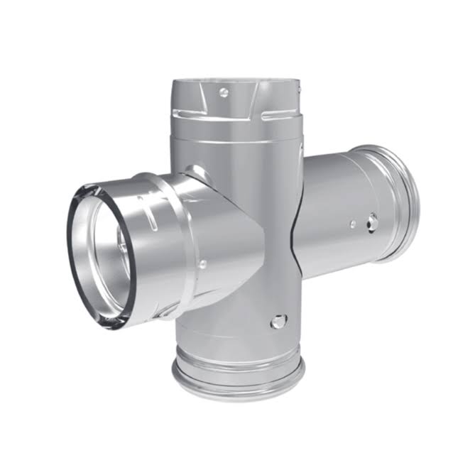 4 in. Dia. Pellet Vent Pro Double Tee with Clean-Out Tee Cap S869954