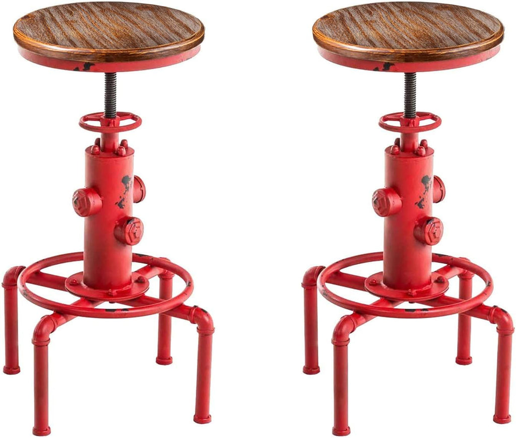 Red Bronze Solid Wood Industrial Bar Stool Set of 2 E16718
