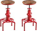 Red Bronze Solid Wood Industrial Bar Stool Set of 2 E16718