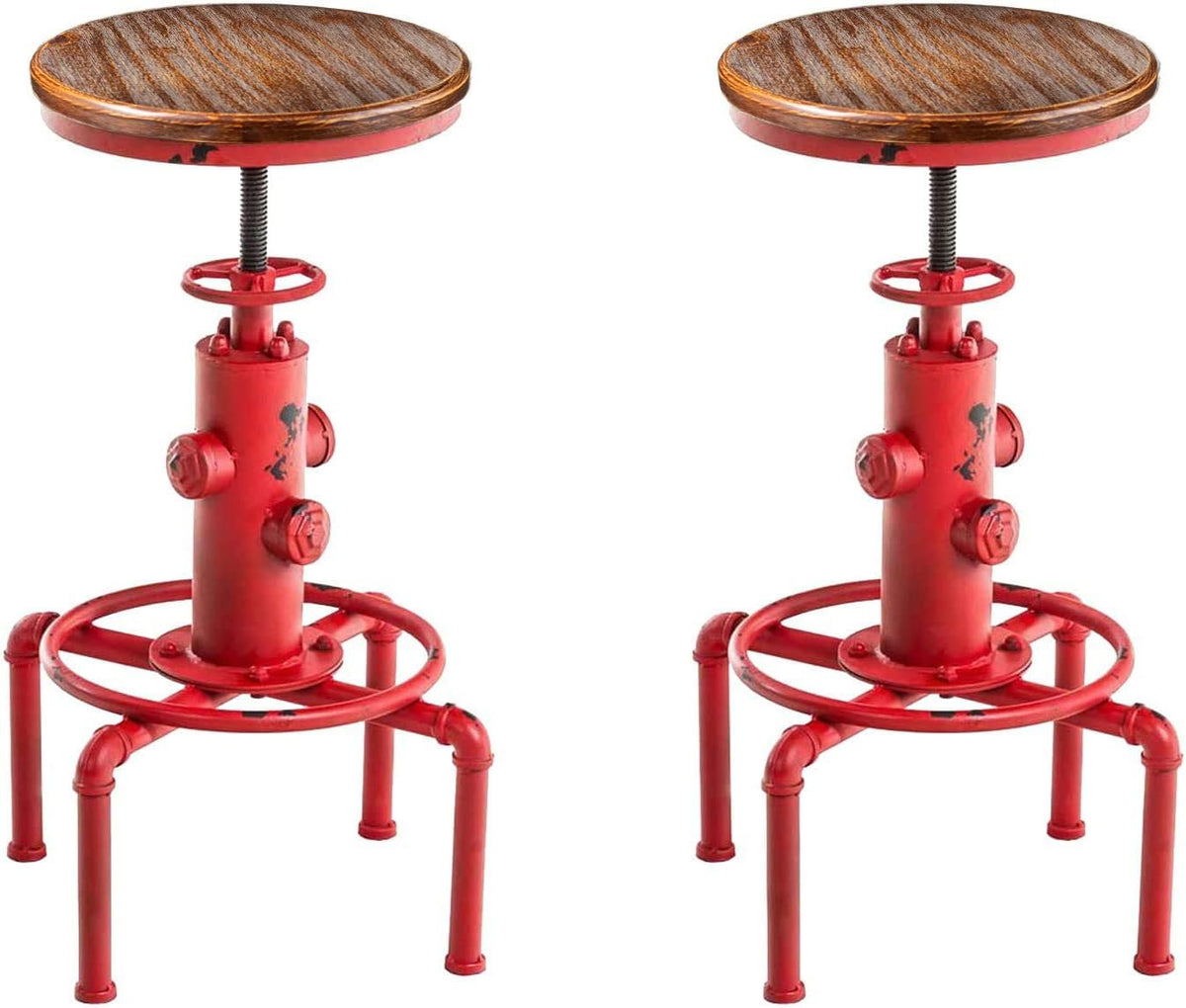 Red Bronze Solid Wood Industrial Bar Stool Set of 2 E16718