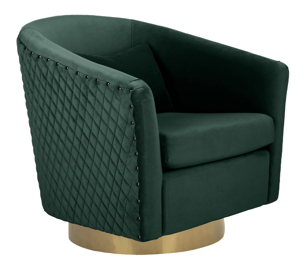 Emerald Velvet Quilted Swivel Tub Chair A190
