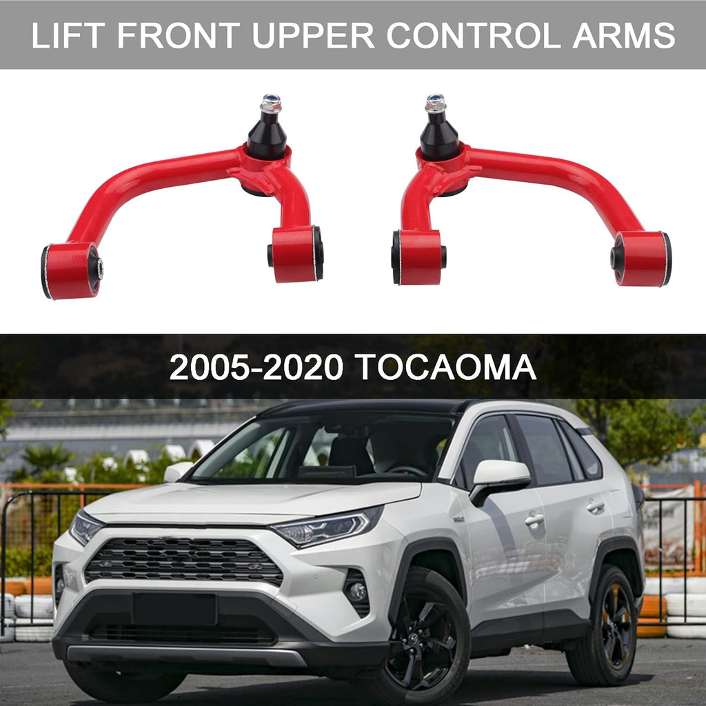 Front Upper Control Arms for 2005-2022 Tacoma, 2-4" Lift, Adjustable (Red) M470