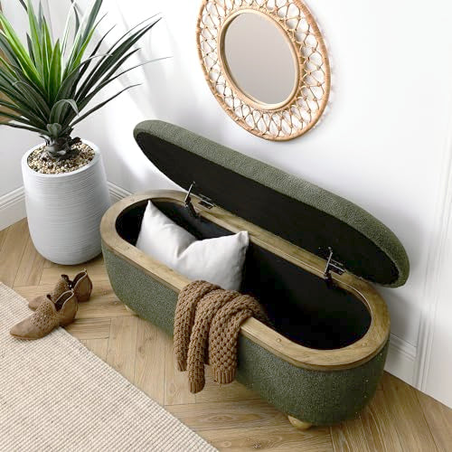 Dark Blue Upholstered Storage Ottoman Bench Z4347