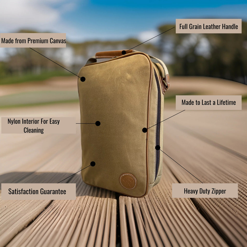 Canvas Golf Shoe Bag with Leather R493