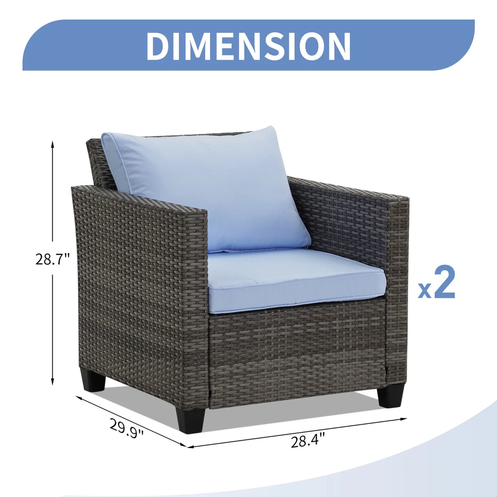 Blue Rattan Wicker Single Chairs I596886
