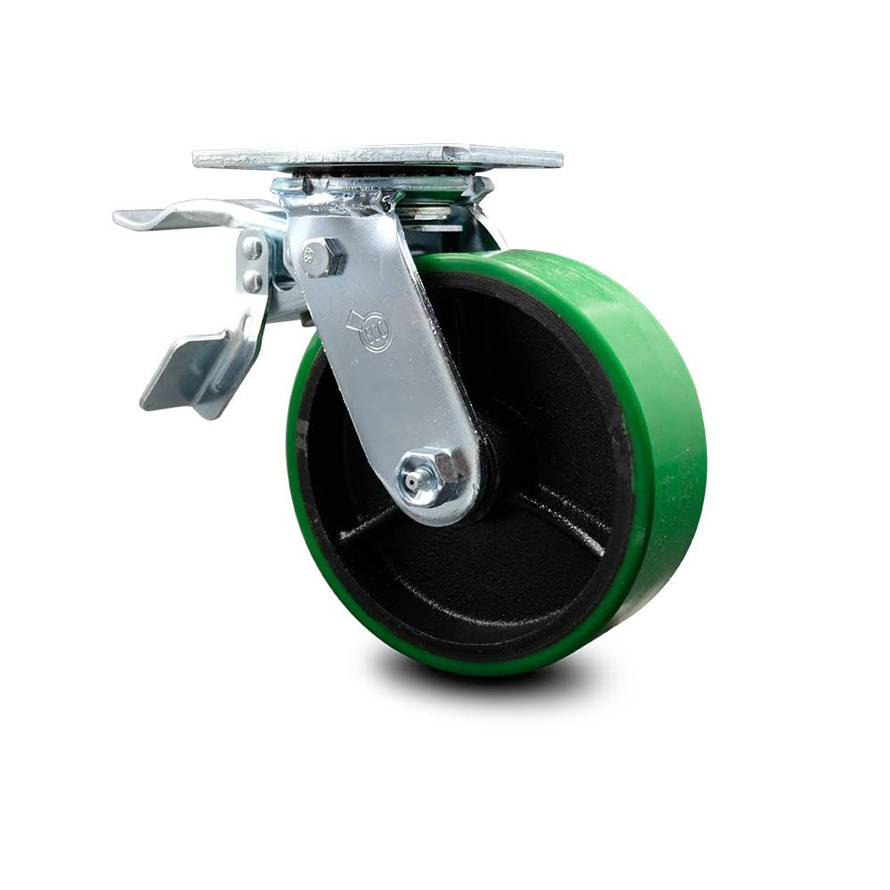 6" Poly on Cast Iron Caster - Swivel with Total Lock Brake E3357