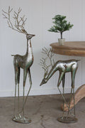 Antique Silver Metal Deer, Set of 2 E84098