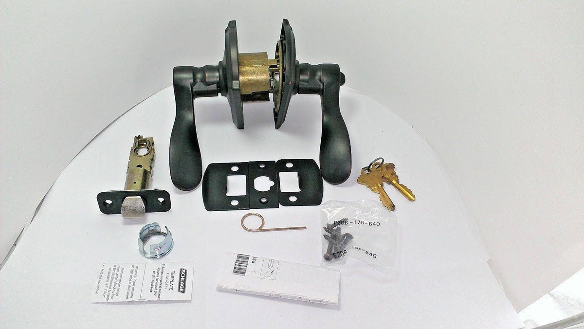 Champagne Camelot Rose Keyed Entry Lock with Latch and Strike, Aged Bronze Finish P9806