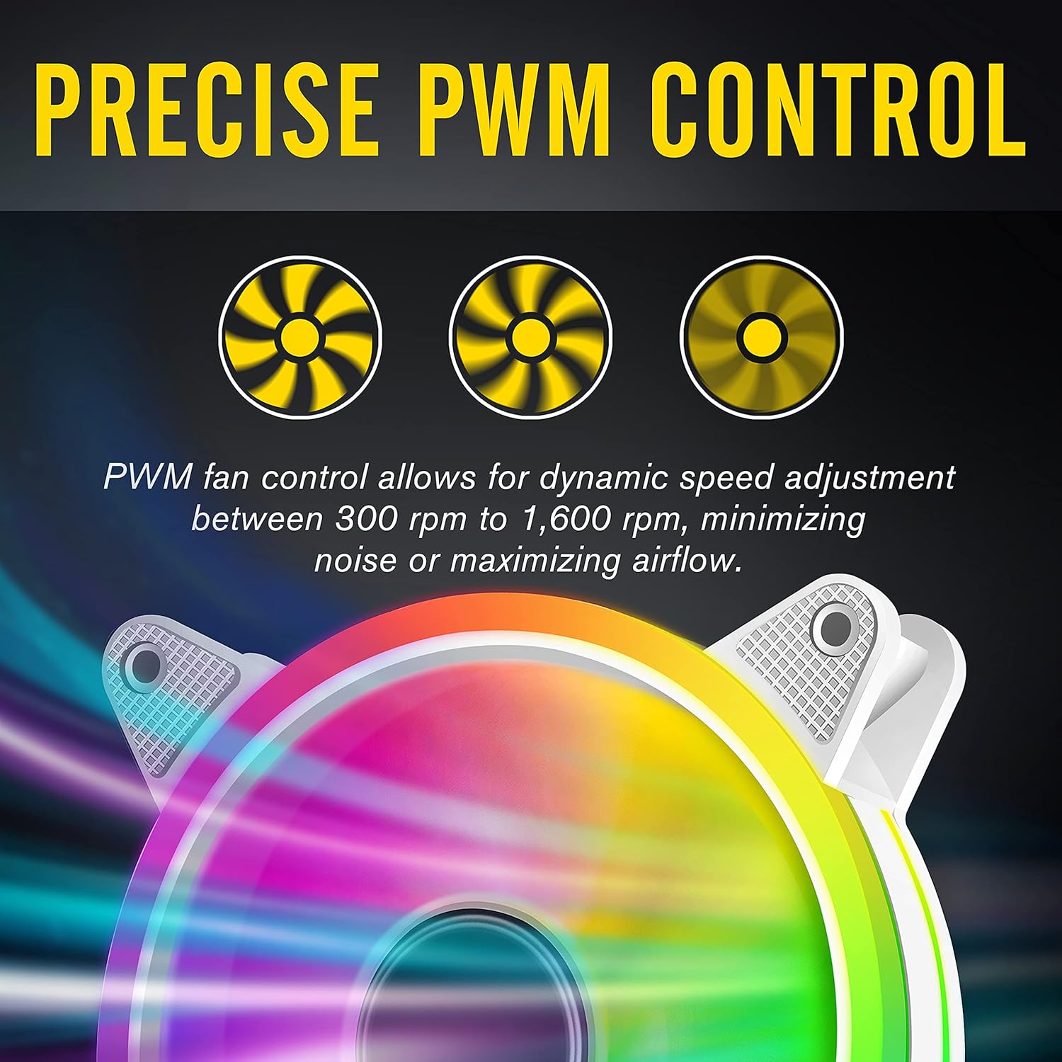 White 120mm RGB PWM Case Fan with Fan Hub, 5 Pack C24769