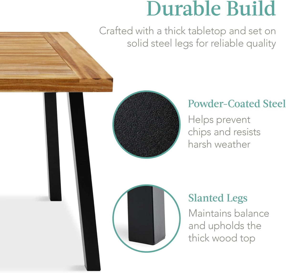 Acacia Wood Dining Table with Powder-Coated Steel Legs K372621