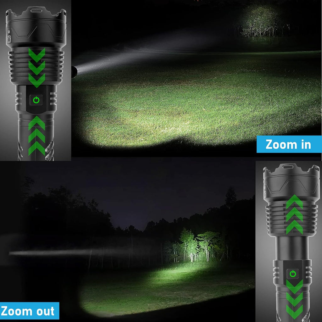 Rechargeable LED Tactical Flashlight, 120000 Lumen, USB Fast Charge, IPX6 Waterproof O262858