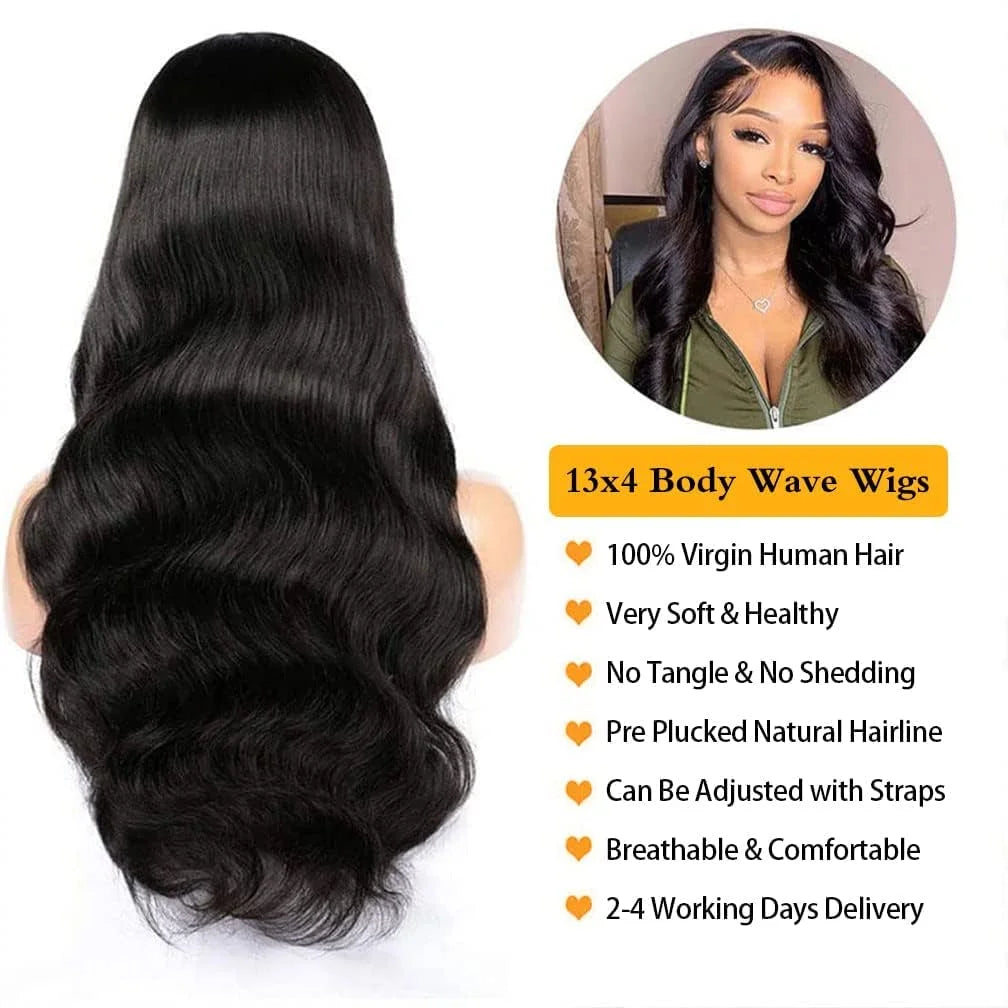 13×4 HD Front Lace Body Wave Human Hair Wig 180% Density Natural Color 26 inch I36008