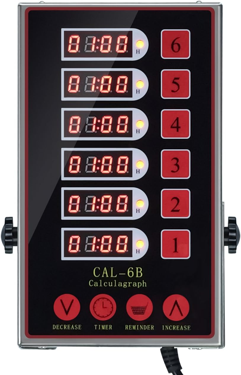 6 Channels Timer Cooking Timers Loud Alarm Clear LED Display Stainless Steel Calculagraph P718