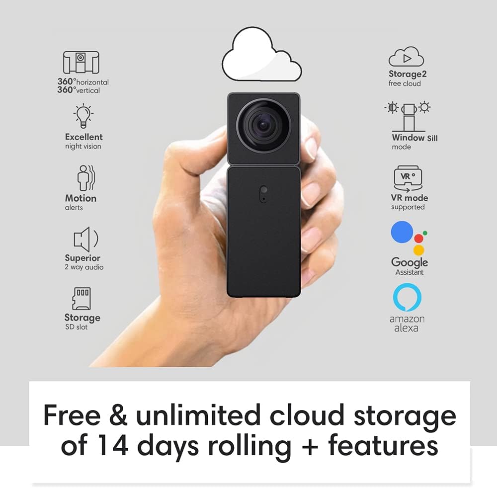Indoor Security Camera, 1080P HD WiFi, 2 Cams Built-in 1, 360, Motion Detection, Night Vision, 2-Way Audio T286020