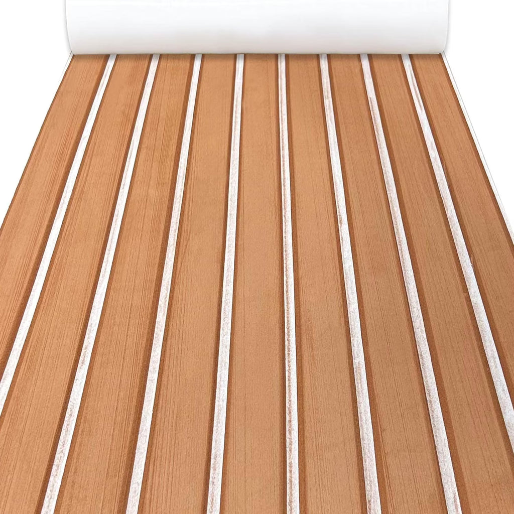 EVA Foam Boat Decking Sheets 23" x 94" - 7mm Thick Non-Slip Faux Teak Marine Flooring Mat K794495