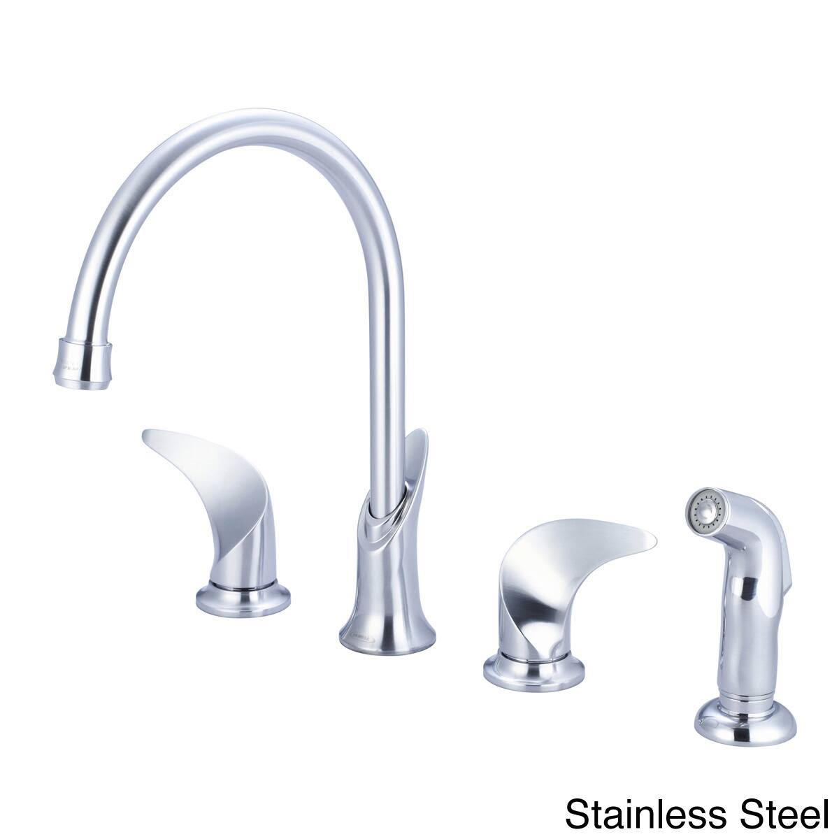 Two Handle Kitchen Widespread Faucet, PVD Brushed Nickel C312