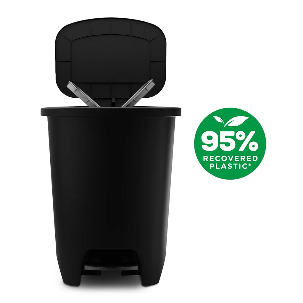 Black Plastic Step-on Kitchen Trash Can N33229