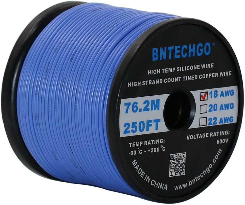 18 Gauge Silicone Wire Spool 500 ft Black Flexible 18 AWG Stranded Tinned Copper Wire Pack of 2 V929
