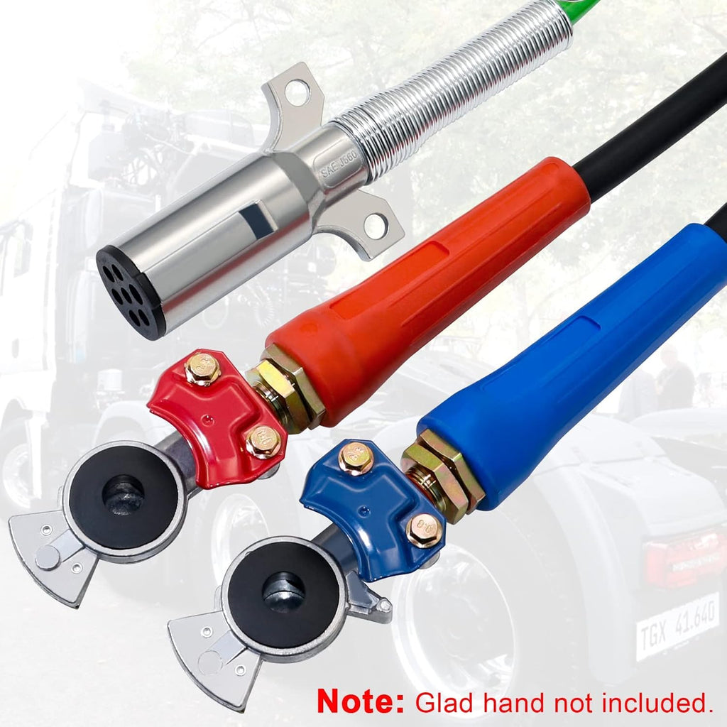 15 Ft 7 Way Heavy Duty Truck Tractor Trailer Electric Cable Wrap Cord ABS & Air Line Hose Assembly with Aluminum Glad Hands S5302