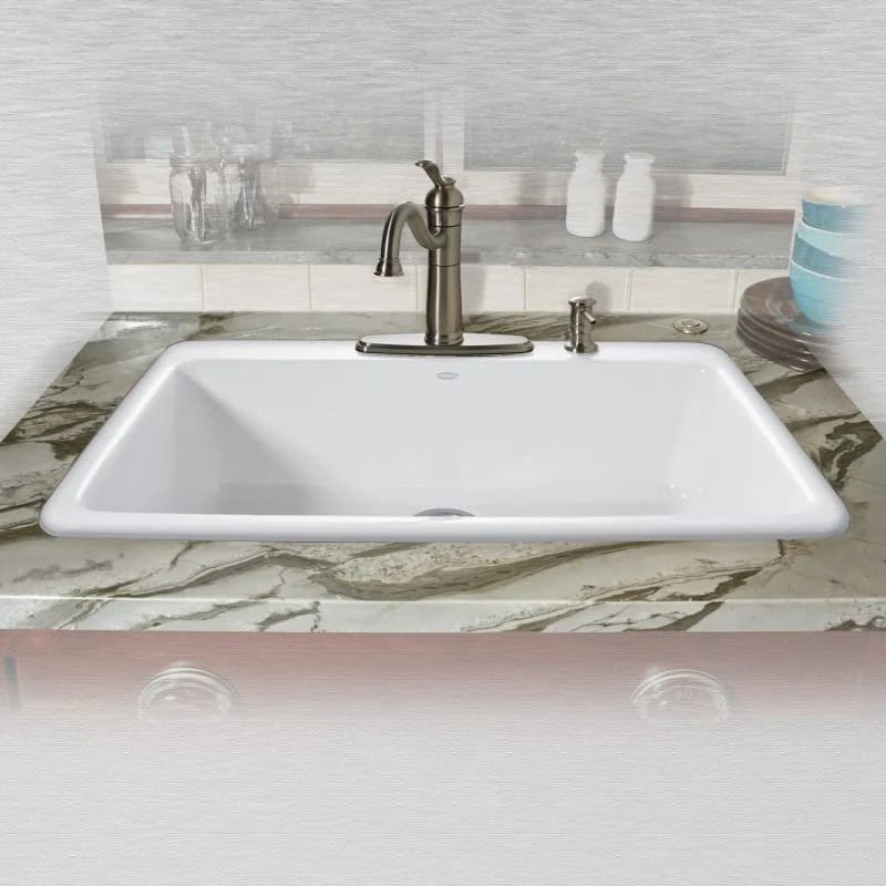 33x22 Single Basin Drop in Cast Iron Kitchen Sink L886794