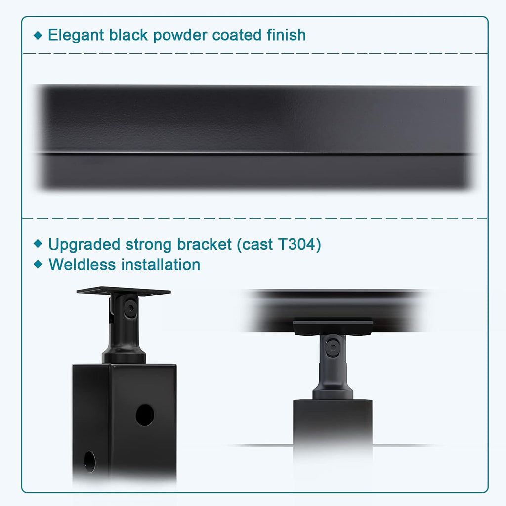 Black Square Pre-Drilled Cable Railing Corner Post J328