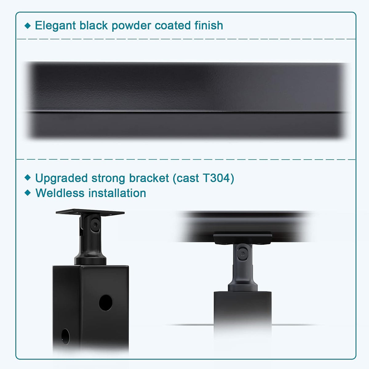 Black Square Pre-Drilled Cable Railing Corner Post J328