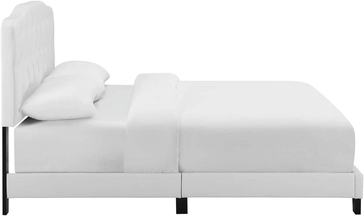 White Faux Leather Bed M85165