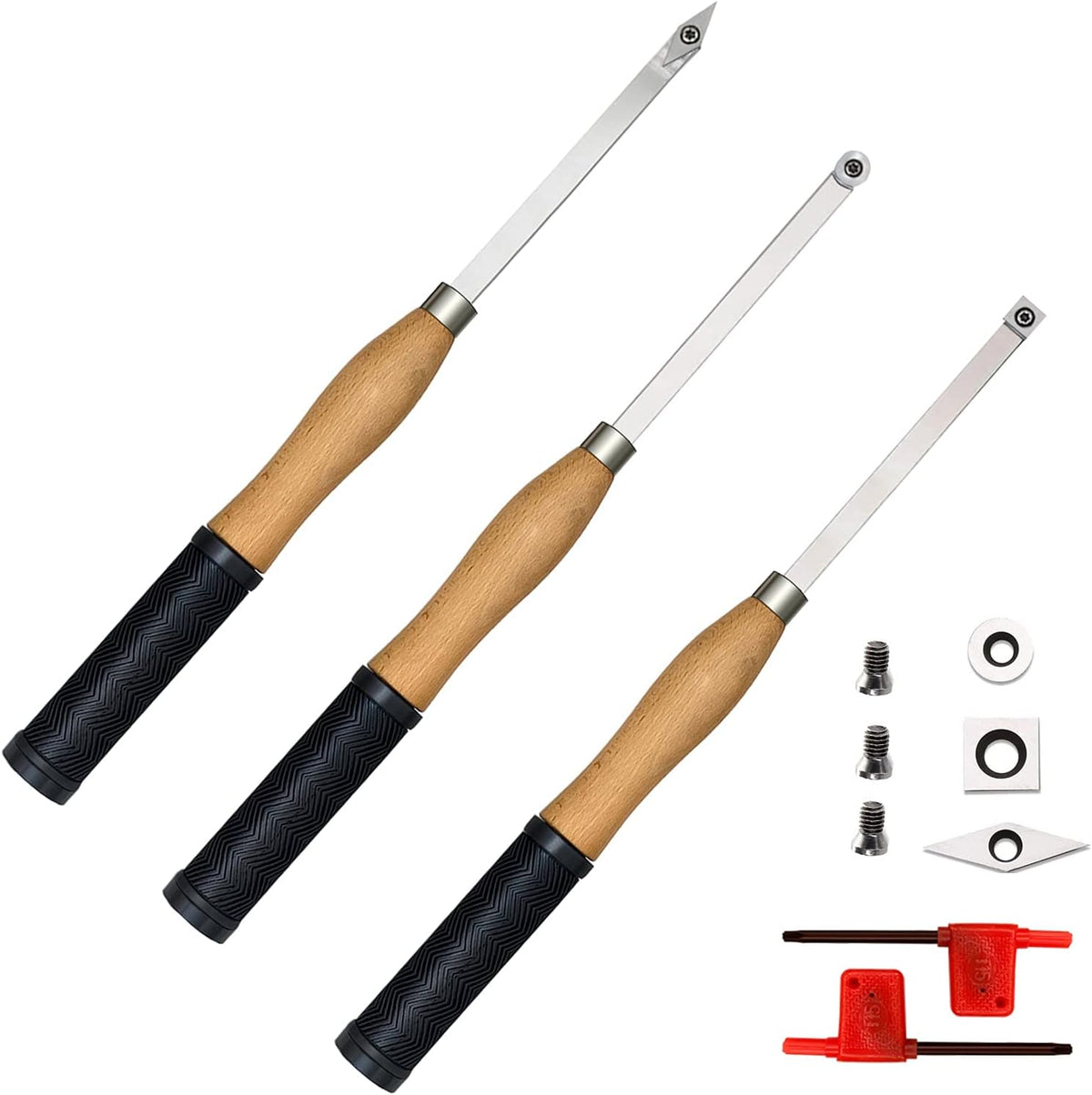 18.6inch Carbide Lathe Wood Turning Tools with Rougher Finisher Swan Neck Solid Handles T958533