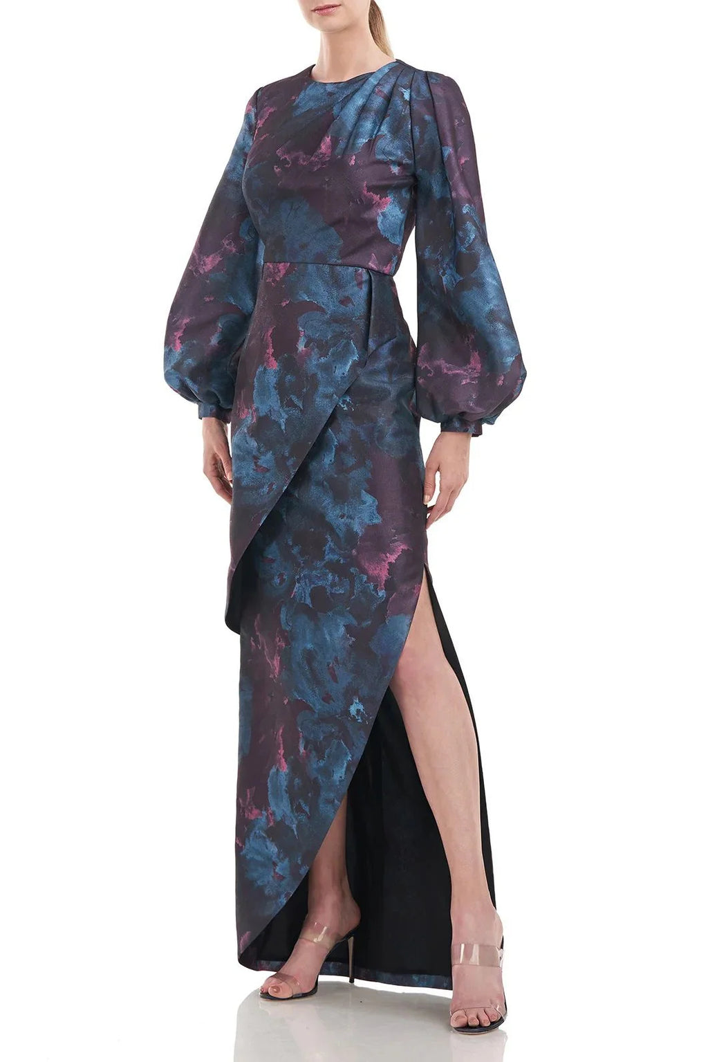 Deep Teal Floral Jacquard Dress M621815