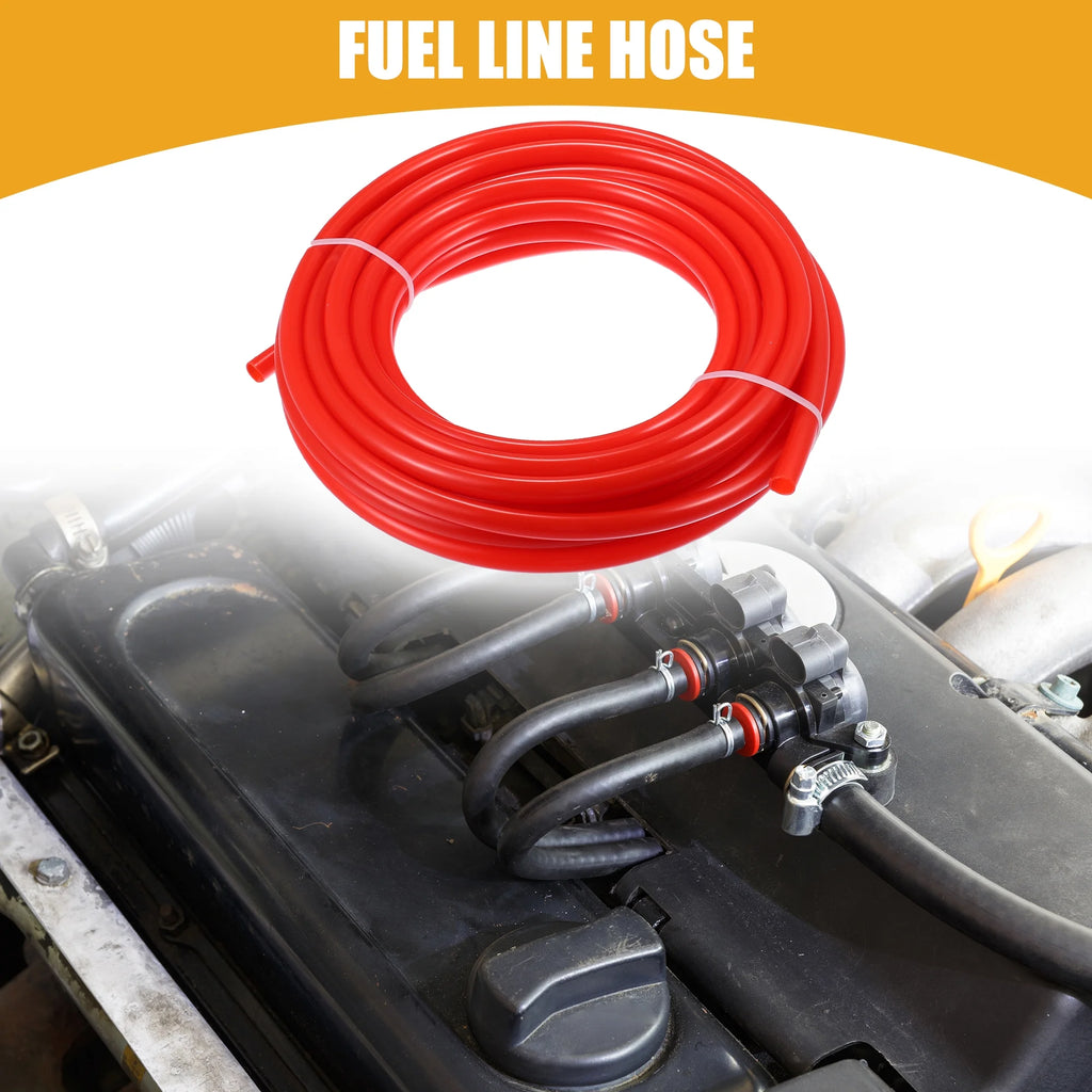 Red 32.8ft 10mm ID Nylon Fuel Line Hose F778