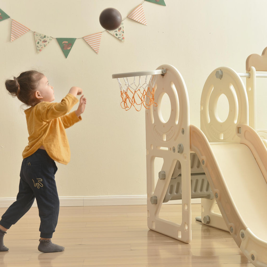 9 in 1 Kids Slide Playset with Basketball Hoop E808