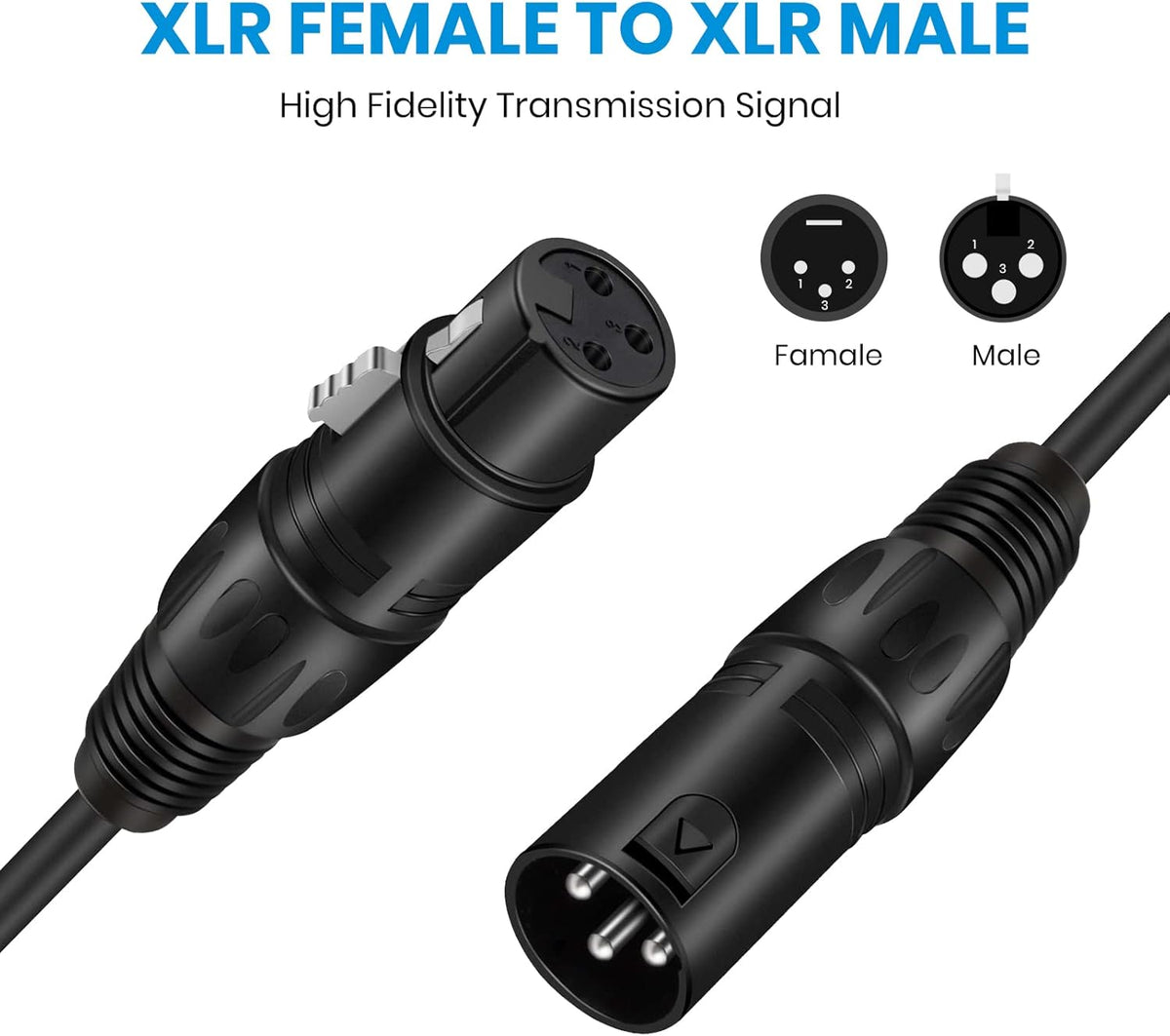 25ft XLR Microphone Male to Female Mic Cables Black 3-Pack V956888