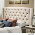 Eggshell and Black Tufted Wingback Fabric Headboard E22895
