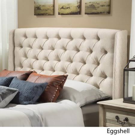 Eggshell and Black Tufted Wingback Fabric Headboard E22895