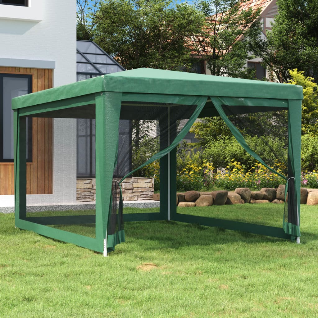 Green 9.8'x13.1' HDPE Party Tent with 4 Mesh Sidewalls P337