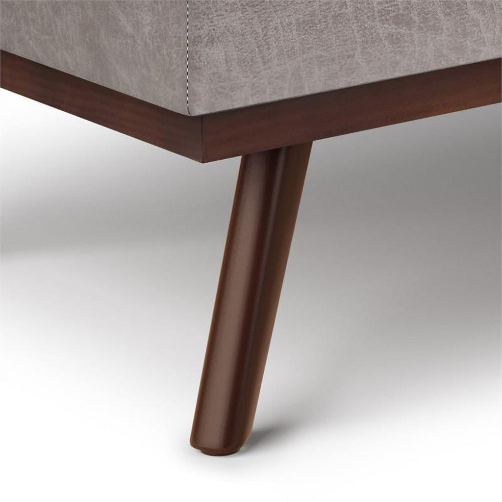 Distressed Grey Faux Leather Lift Top Storage Ottoman P25146