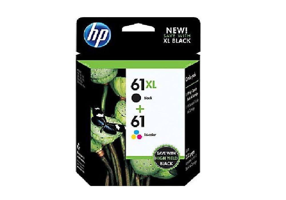 HP 61XL/61 Combo-pack Ink Cartridge, Tricolor/Black - 2-pack H118650