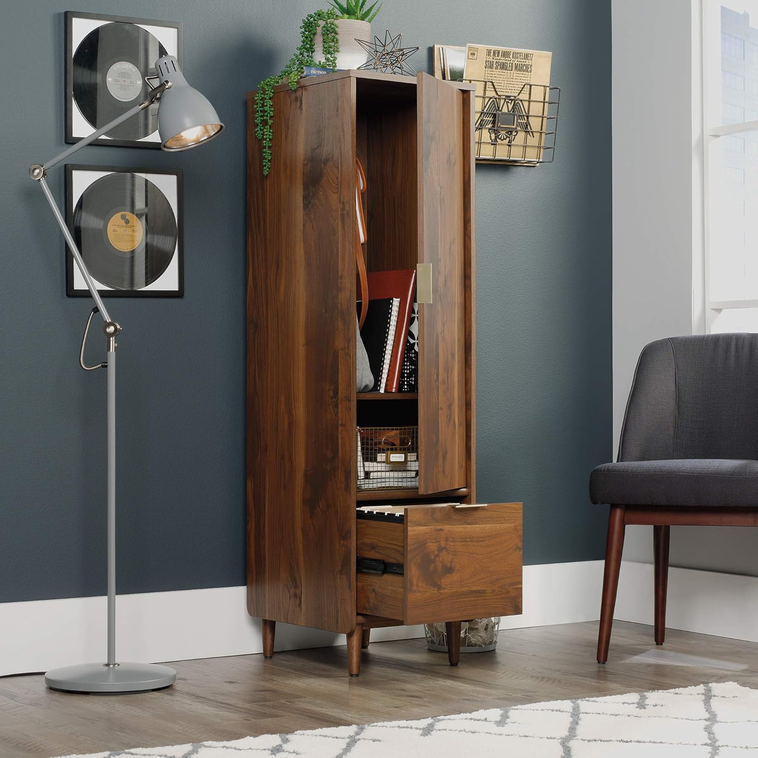 Storage Cabinet with File, Grand Walnut Finish H259