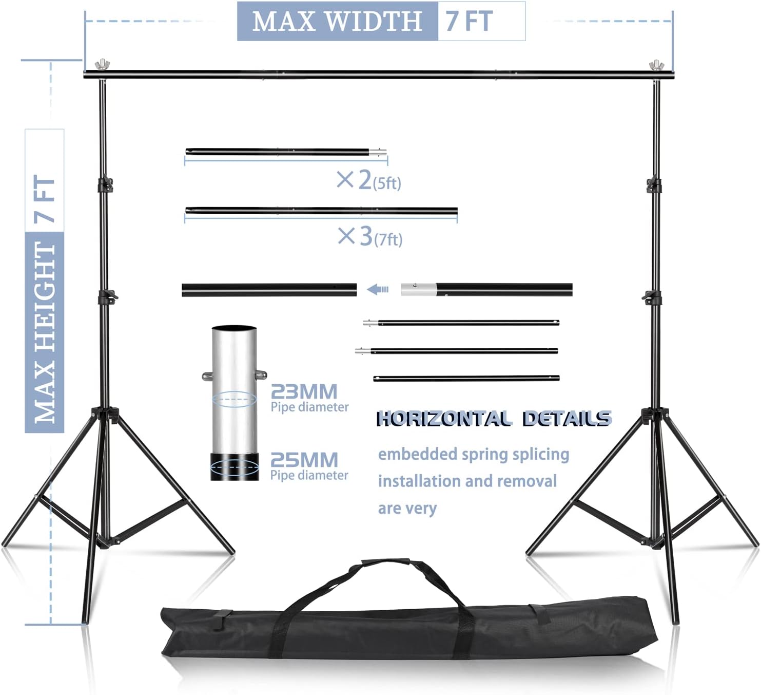 7x10 FT Adjustable Backdrop Stand with Carrying Bag G26322