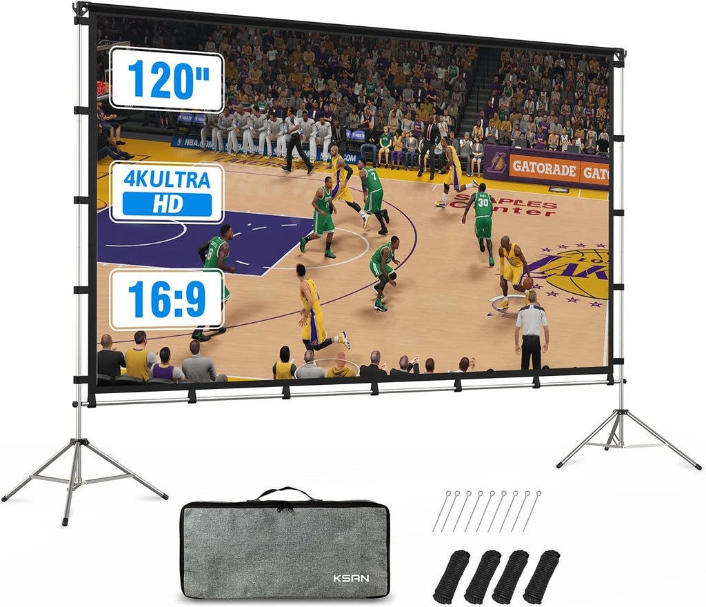 Outdoor Projector Screen with Stand, 120 Inch (16:9), Portable with Full-Set Bag C144650