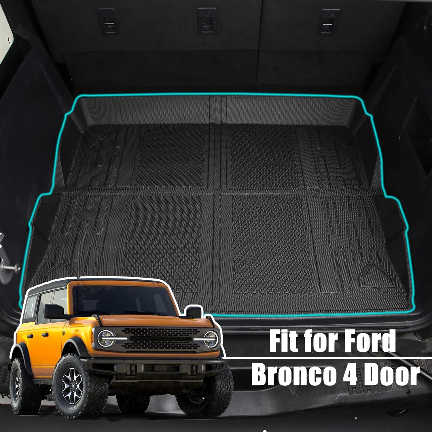 Cargo Liner Cargo Mat Bronco Accessories Compatible with Ford Bronco 4 Door 2021 2022 J604161